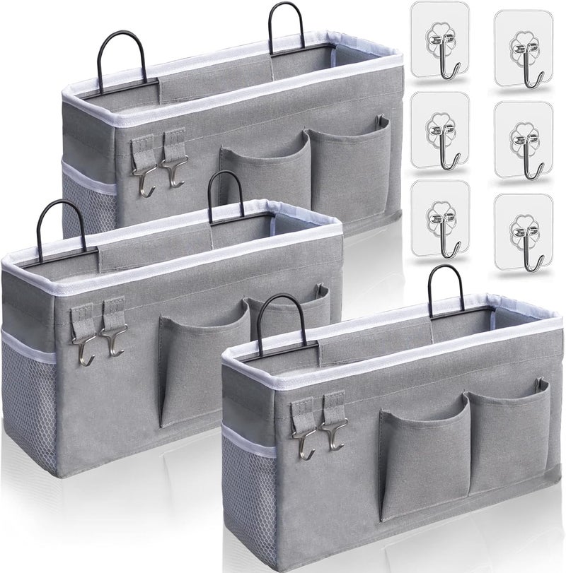 Kanrichu 3pcs Hanging Baskets for Organizing,Fabric Wall storage Basket,Wall Organizer for Closet,Kitchen, Bedroom, Office, RV Camper,Locker (Gray) - Image 1